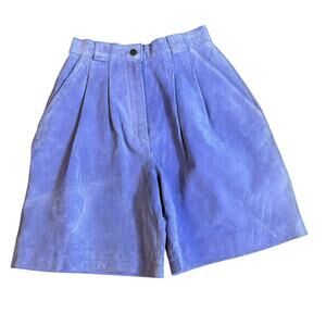 Vtg Paris Sport Club Suede High Rise Purple Pleated Shorts Womens Sz 3/4 Lined